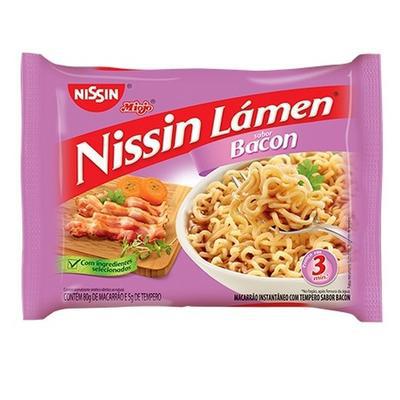 Nissin Lamen Instant Noodle Bacon 2.64Oz | Miojo Macarrão Instantâneo Sabor Bacon 85g