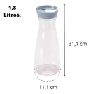1.8 Liter Easy Mixing Bottle with Tight Round Lid with Snap Lid, Clear and Grey Plasutil | BPA-Free 8038