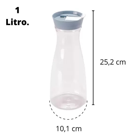 1 Liter Easy Mixing Bottle with Tight Round Lid with Snap Lid, Clear and Grey Plasutil | BPA-Free 1588