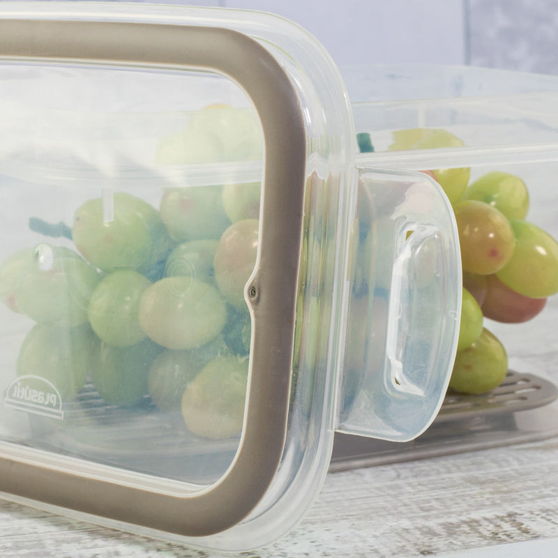 5-Pc Perfect Lock Fridge Storage Organizer Bins with Removable Drain Set | BPA-Free | Airtight Lids Stackable Refrigerator Containers for Fruit & Vegetables | Microwave, Dishwasher & Freezer Safe | Kitchen Organization, Pantry