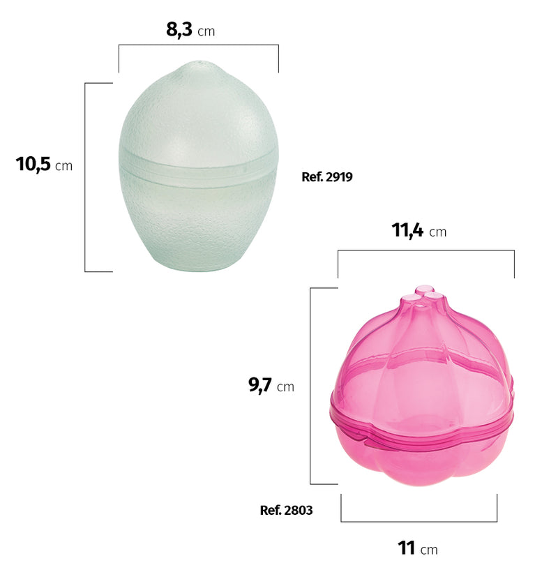 Paquete de contenedores para almacenar frutas y verduras para el refrigerador Plasutil | Contenedores con forma de limón, tomate, ajo y cebolla y triturador de ajo para almacenar alimentos | Contenedores con tapa | Paquete de 6