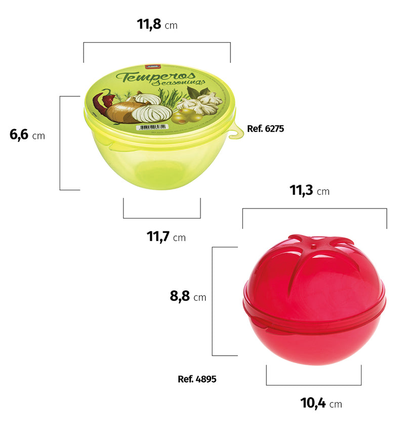 Paquete de contenedores para almacenar frutas y verduras para el refrigerador Plasutil | Contenedores con forma de limón, tomate, ajo y cebolla y triturador de ajo para almacenar alimentos | Contenedores con tapa | Paquete de 6