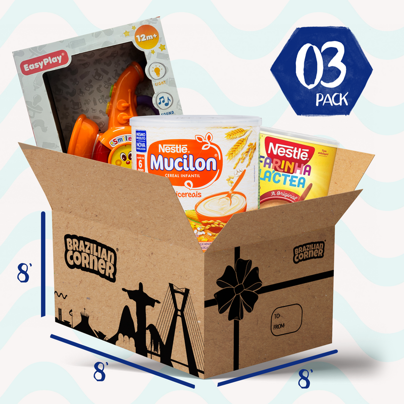 Baby Gift Box 3 Set Mucilon Cereal 14.1 oz, Farinha Lactea 12.7 oz and Light & Sound Learning Toy (MULTI/SAX)