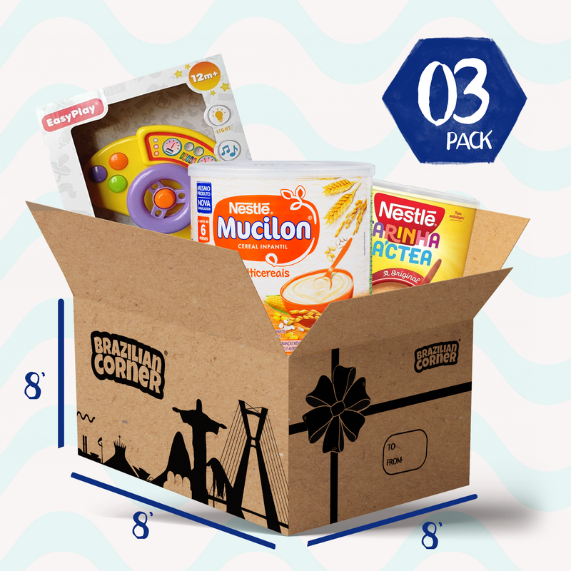 Baby Gift Box 3 Set Mucilon Cereal 14.1 oz, Farinha Lactea 12.7 oz and Light & Sound Learning Toy (MULTI/WHEEL)