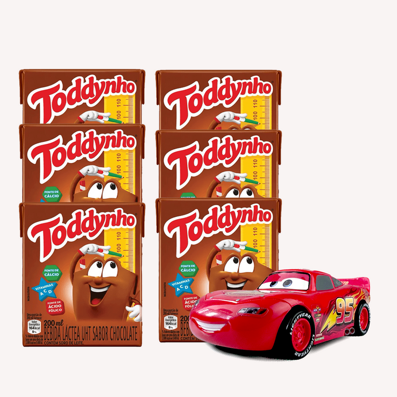 Gift Box with 6 Pack Toddynho and 1 Toy Cars Movie Character (Mcqueen)