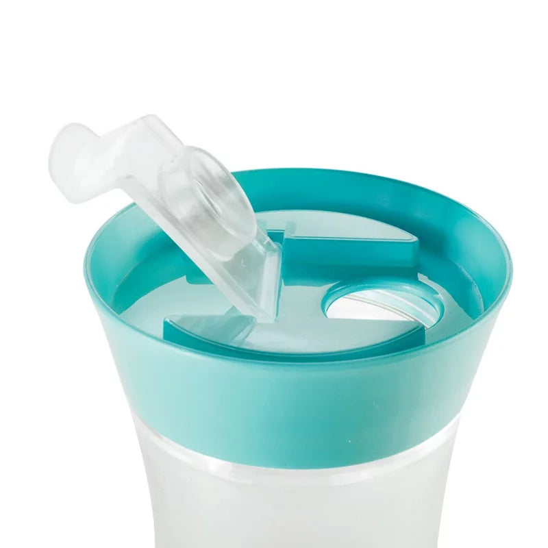 1 Liter Easy Mixing Bottle with Tight Round Lid with Snap Lid, Clear and Blue Plasutil | BPA-Free 9334