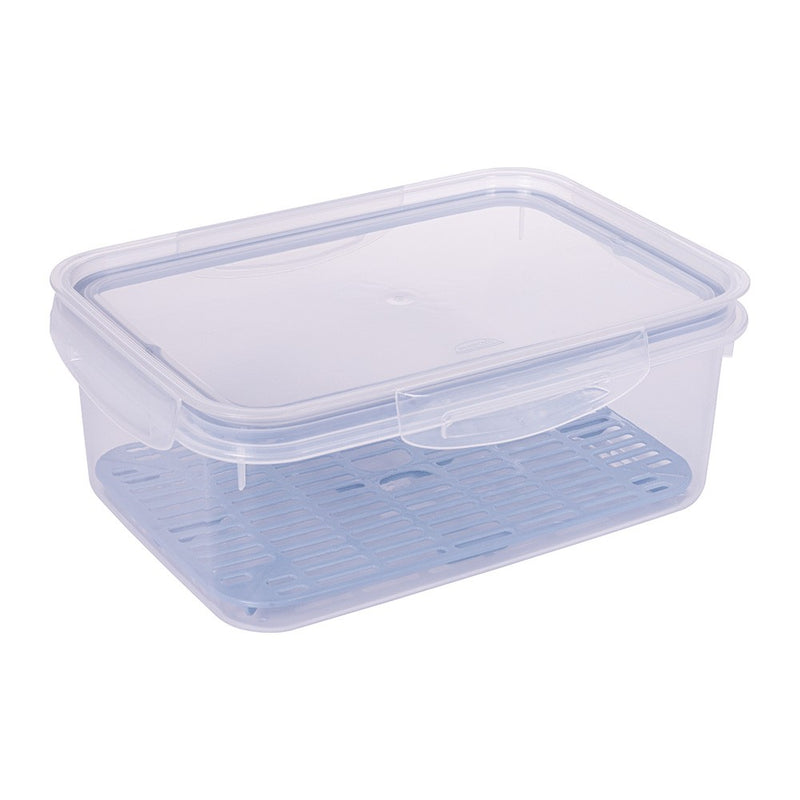 Food Storage Container for Fridge 87.91 fl oz Hermetic Closure - Clear Blue Plasutil