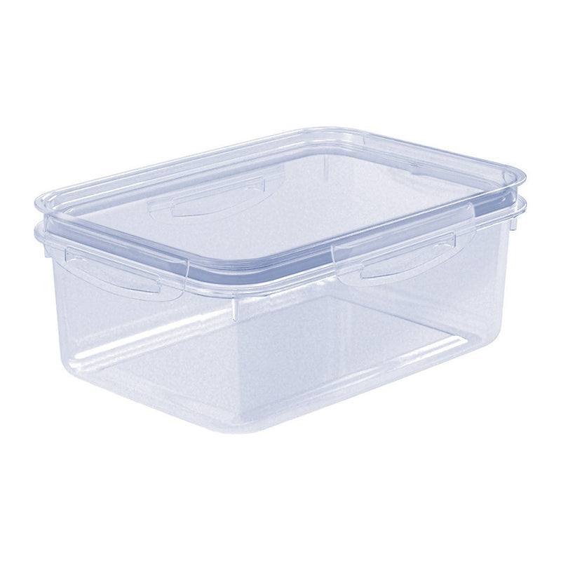 Plastic Food Storage Container with Hermetic Closure, 87.91 fl oz Clear Blue Plasutil | Rectangle Meal Prep Container | Microwave, Dishwasher, and Freezer Safe | BPA-Free 13994