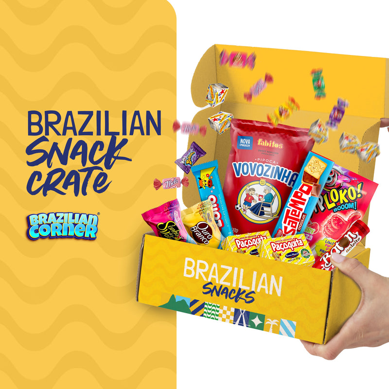 Snack Crate Brazilian Corner, Varieties of Famous Sweet Treats, Chocolates and Candies