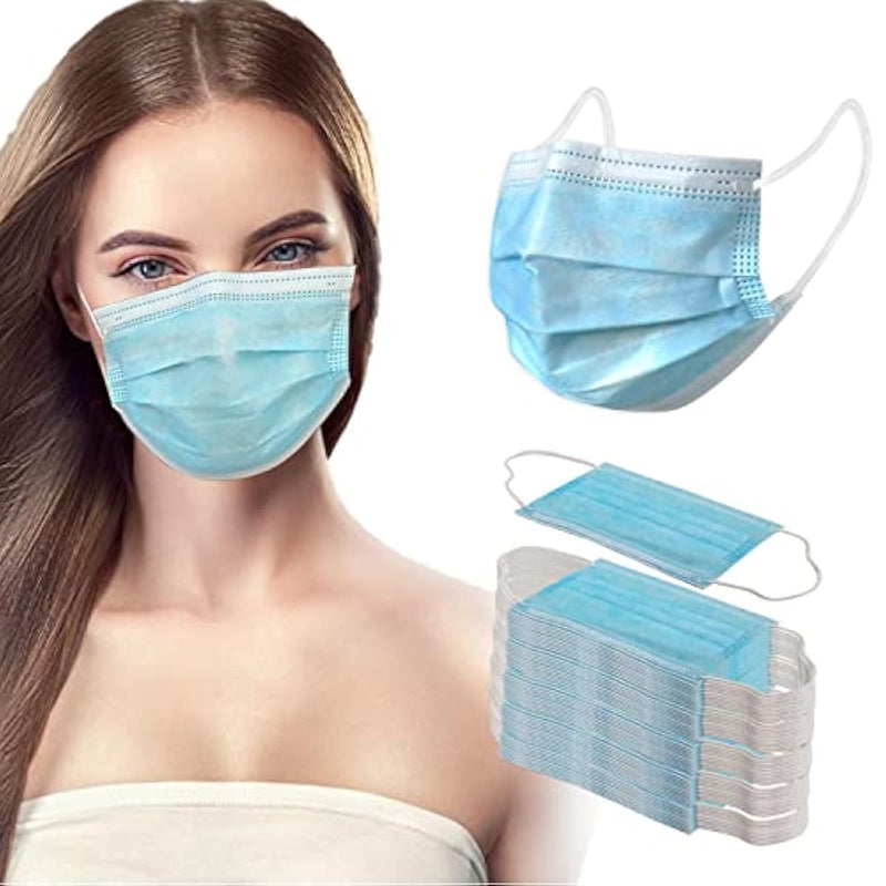 Face Mask 50 Pack Disposable, With Ear-loop, 3 Layers Filtered Mask