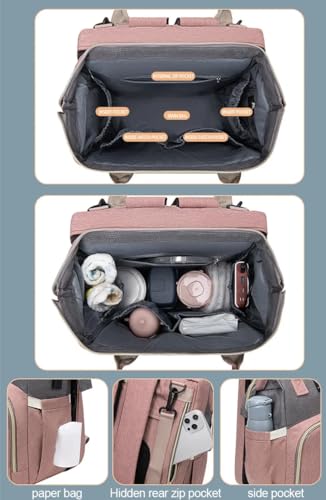 Baby Mommy Diaper Backpack | Portable Baby Bag with Changing Travel Bassinet