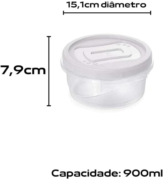 Recipiente para alimentos con tapa de rosca de 30,4 fl oz Clic Plasutil | Juego de preparación de comidas de plástico sin BPA Plasutil 4646