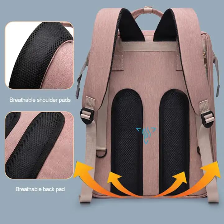 Mochila para pañales de mamá y bebé | Bolso portátil para bebé con cuna de viaje cambiador