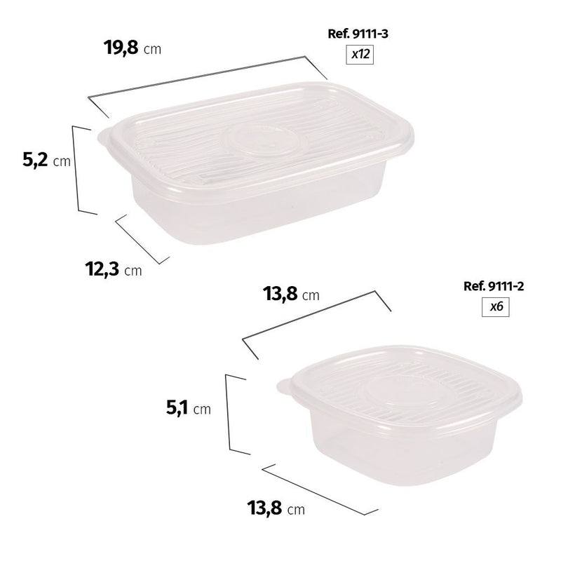 18 Pieces Rectangular Plastic Meal Prep Set | BPA-Free | Food Storage Container with Pop Lid Plasutil