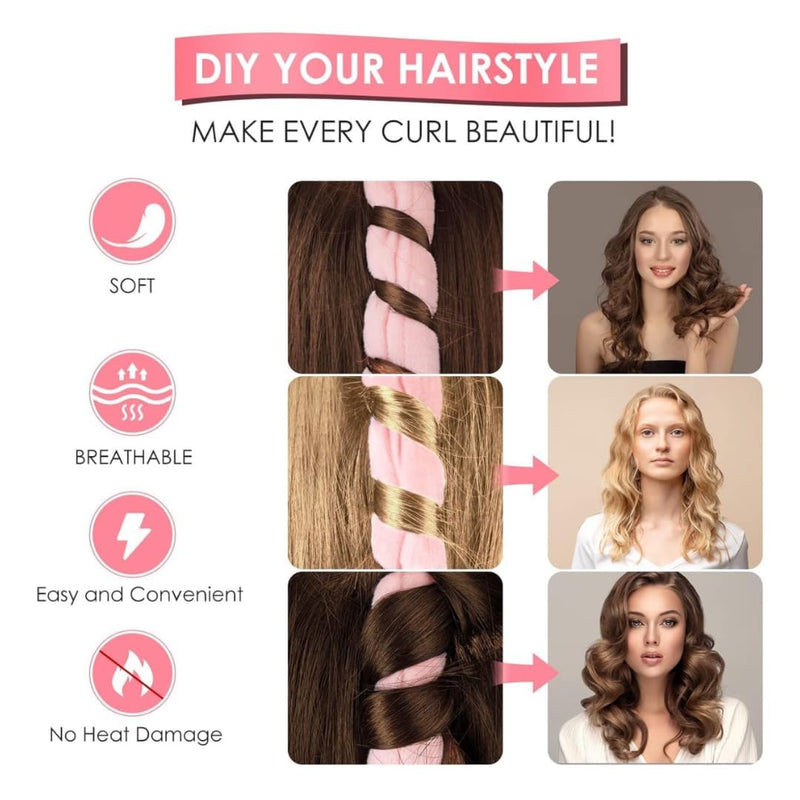 Rolos de Cabelo para Cachos Sem Calor | Heatless Hair Curling Set - Hair Rollers for Heatless Curls