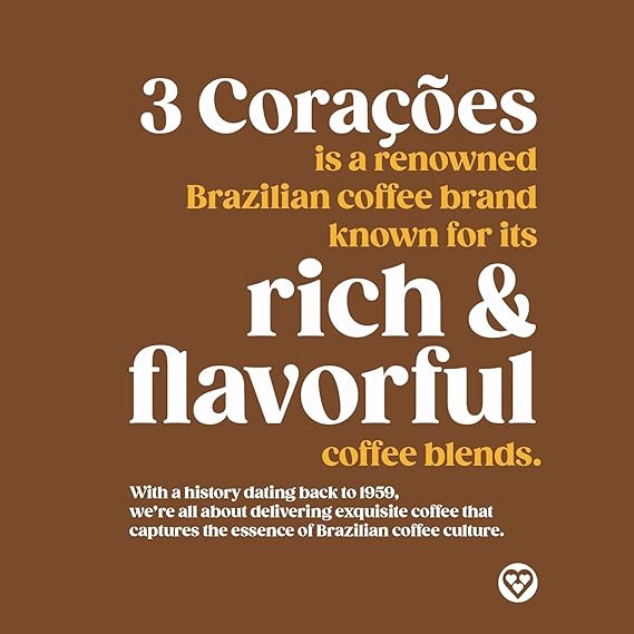 3 Coracoes Roasted and Ground Coffee Traditional, 2x 0.55 LB (2 Packs) | Finely Ground, Brazilian, Vacuum-Sealed | Free 54 fl oz Food Container With Spoon