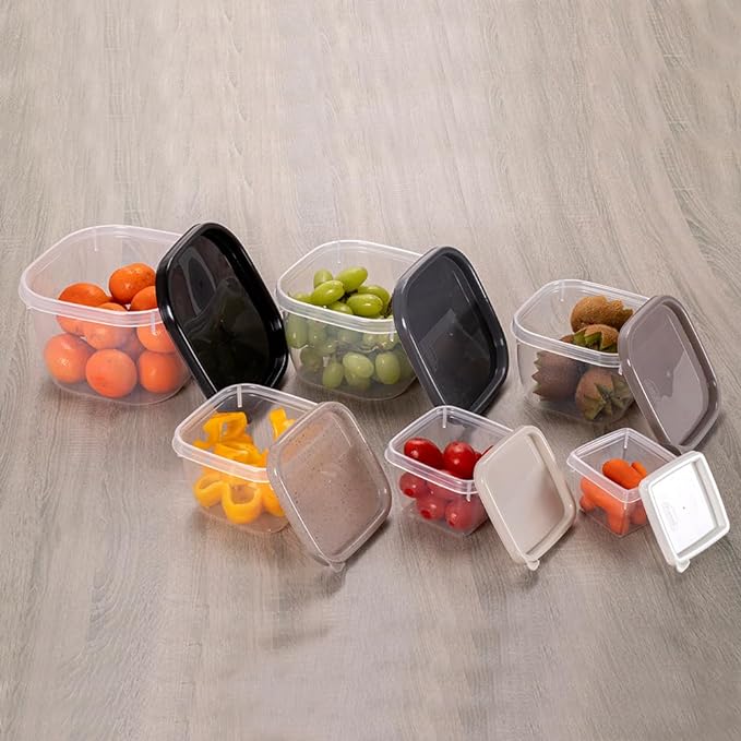 6 Piece Conect Food Storage Container Set with Lids Plasutil | Plastic Meal Prep Set BPA Free