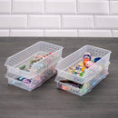 Paquete de 6 contenedores de almacenamiento apilables para despensa Plasutil | Cesta de almacenamiento de plástico con frente abierto para organizar la cocina y el baño | Artículos esenciales para el armario y el baño