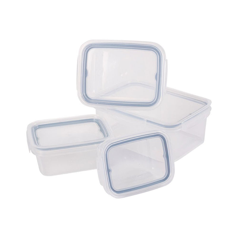 4-Pc Perfect Lock Food Storage Containers Set Plasutil | BPA Free | Airtight Lids with 4 Locking Tabs | Microwave, Dishwasher & Freezer Safe | Ideal for Lunch, Meal Prep & Leftovers | Kitchen Organization, Pantry