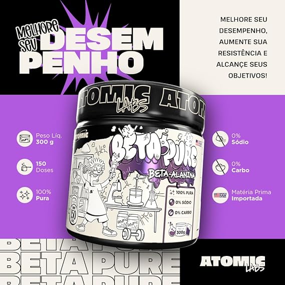 Atomic Labs Beta-Alanine Powder Supplement - 0.66 lbs 150 Servings | 100% Pure - 2000mg per Serving