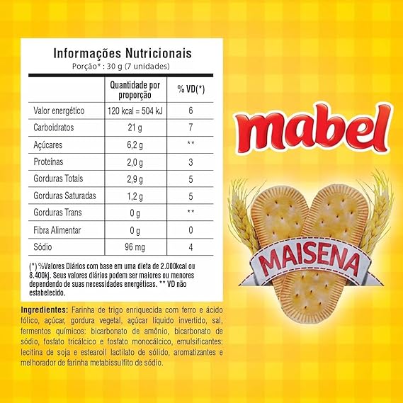 BISCOITO DOCE DE MAISENA 400G MABEL