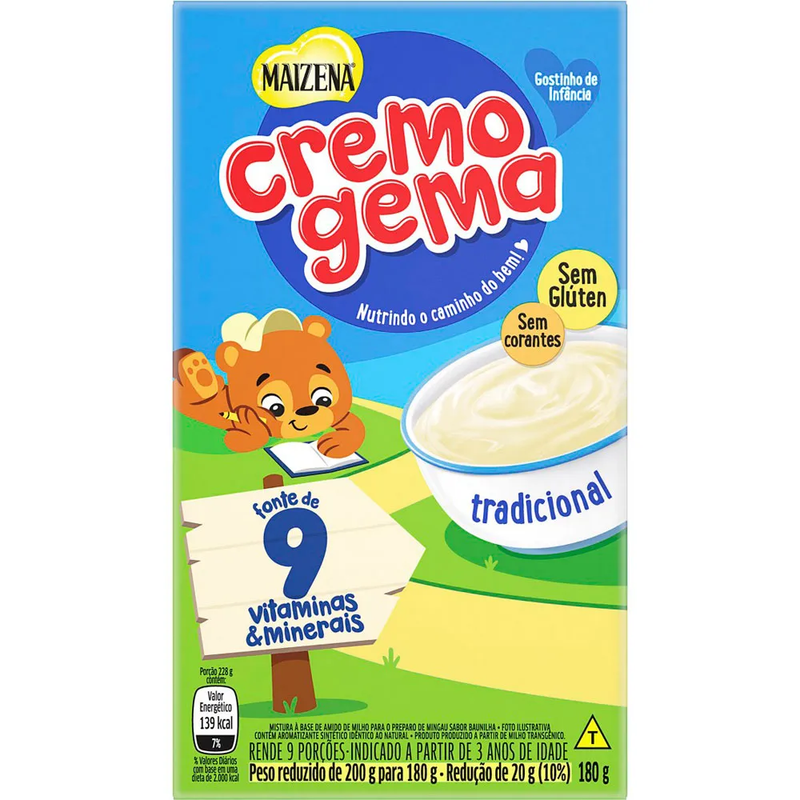 Mezcla de postre de trigo Cremogema, 6,34 oz, pudín instantáneo brasileño, cereal dulce, cremoso, postre familiar