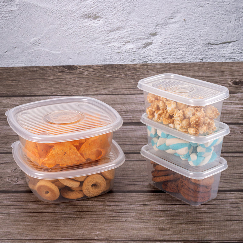 Rectangular Plastic Food Storage Container with Pop Lid Transparent 12.84 Fl Oz Plasutil | Meal Prep Box | BPA-Free 5805T