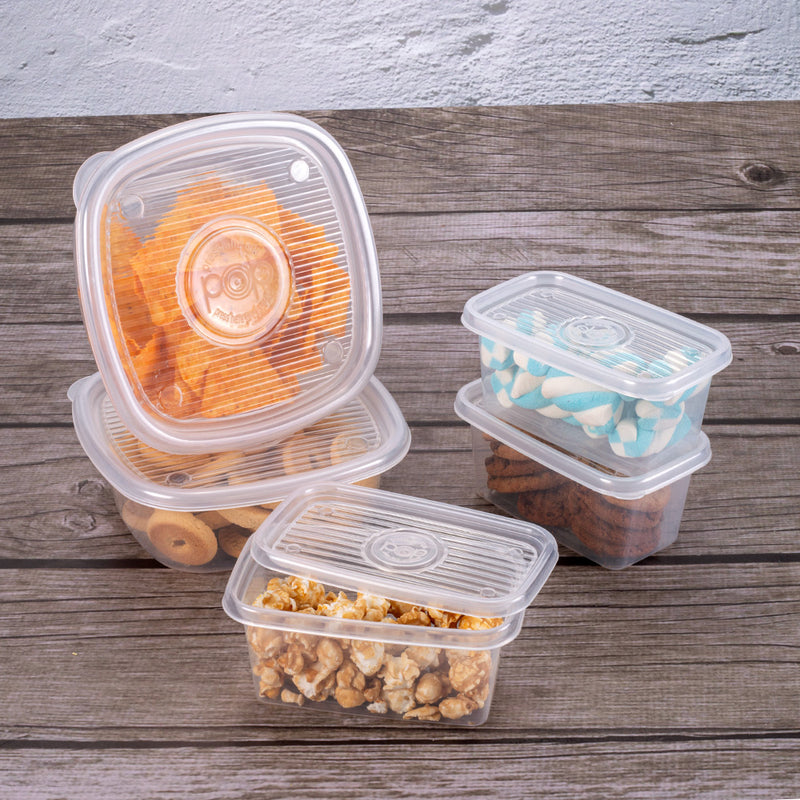 Square Plastic Food Storage Container with Pop Lid Transparent 13.52 Fl Oz Plasutil | Meal Prep Box | BPA-Free 5770T