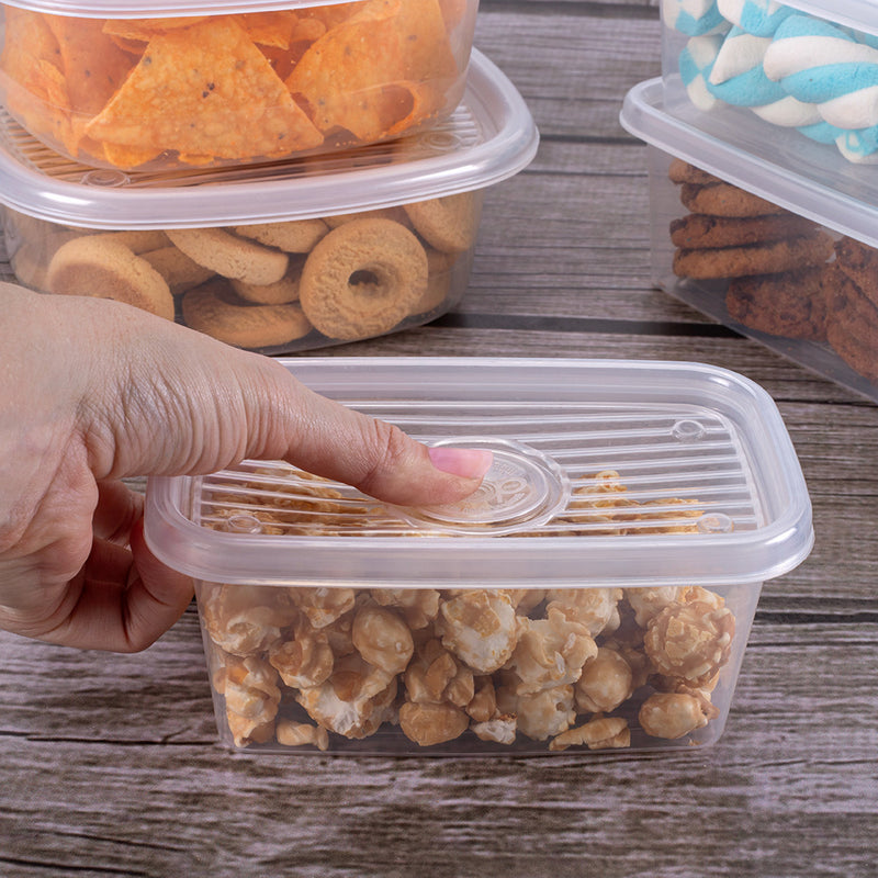 Rectangular Plastic Food Storage Container with Pop Lid Transparent 12.84 Fl Oz Plasutil | Meal Prep Box | BPA-Free 5805T