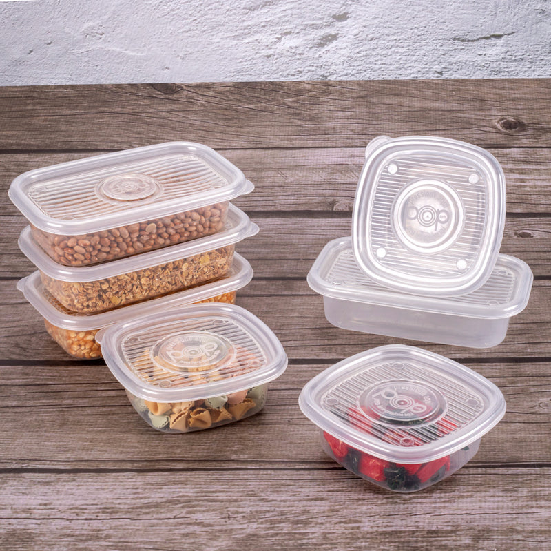 Square Plastic Food Storage Container with Pop Lid Transparent 13.52 Fl Oz Plasutil | Meal Prep Box | BPA-Free 5770T