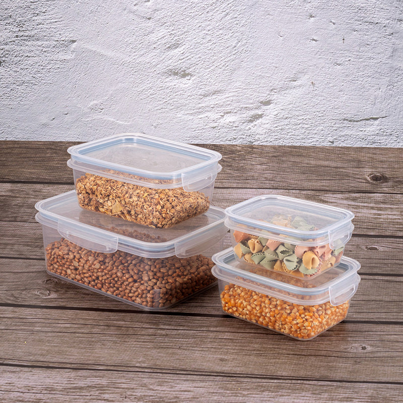 4-Pc Perfect Lock Food Storage Containers Set Plasutil | BPA Free | Airtight Lids with 4 Locking Tabs | Microwave, Dishwasher & Freezer Safe | Ideal for Lunch, Meal Prep & Leftovers | Kitchen Organization, Pantry