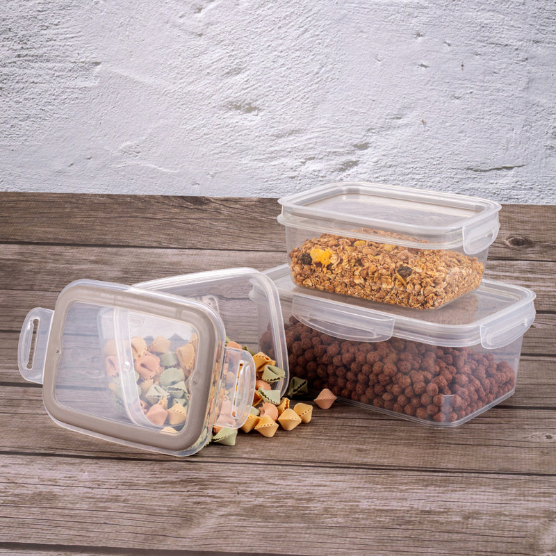 4-Pc Perfect Lock Food Storage Containers Set Plasutil | BPA-Free | Airtight Lids with 4 Locking Tabs | Microwave, Dishwasher & Freezer Safe | Ideal for Lunch, Meal Prep & Leftovers | Kitchen Organization, Pantry