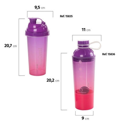Botella mezcladora con cierre giratorio y caja de almacenamiento de proteínas de 20,28 onzas líquidas Fitness Plasutil | Vaso mezclador de agua a prueba de fugas | Sin BPA 15836