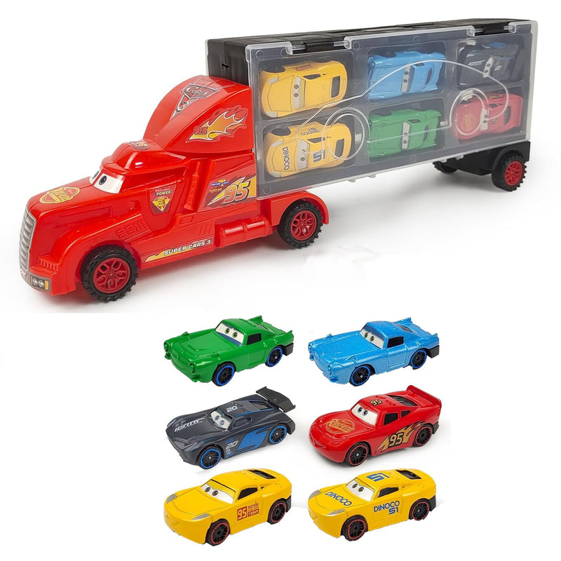 Lightning McQueen Truck Transport Carrier Toy 6 Metal Mini Racers Diecast Vehicle