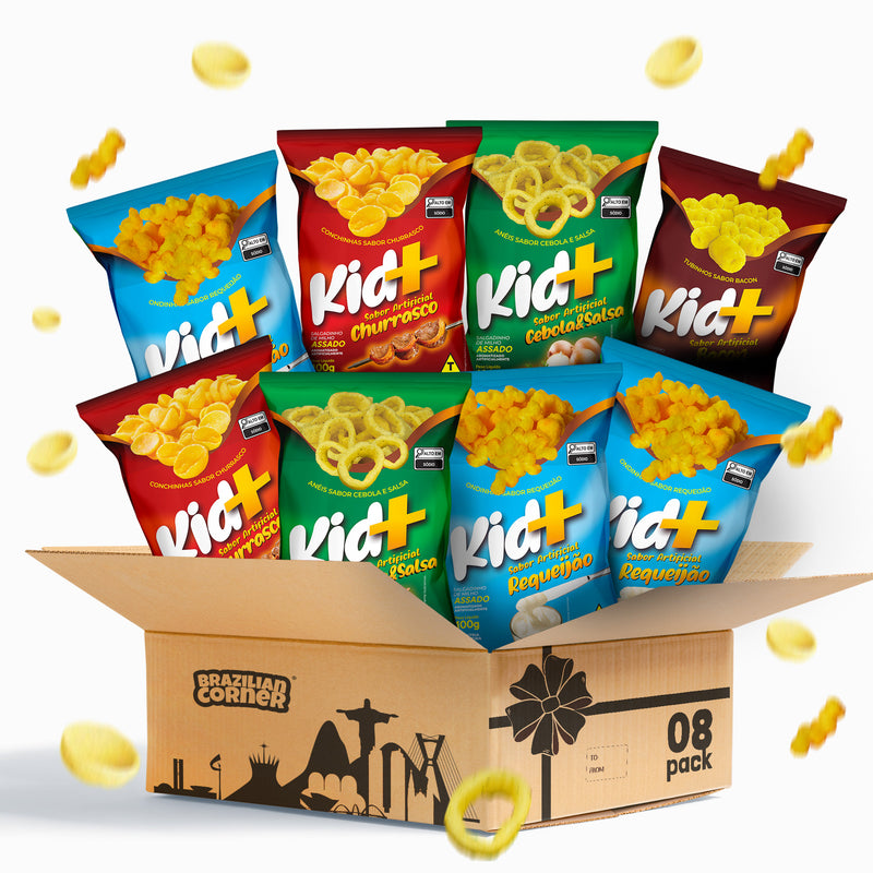 Brazilian Puffed Snacks Kid+ | Ham, Cheese, BBQ, Onion, Bacon | 1.4 oz or 3.5 oz | Salgadinho Kid+