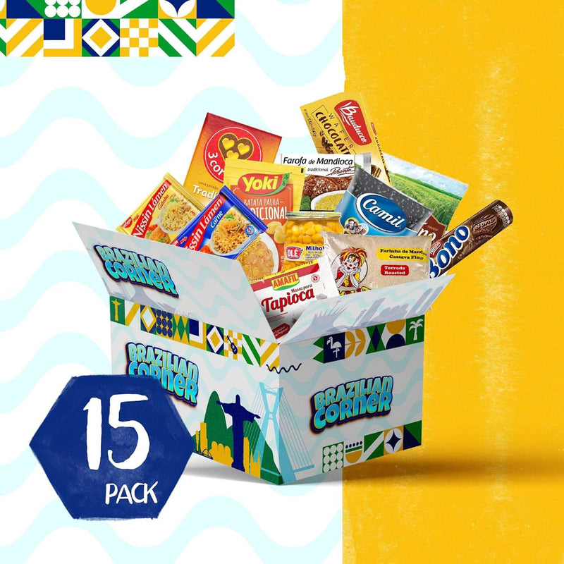 Brazilian Corner Brazil Variety Pack of 15 | Finest Products & Brands | Explore Brazilian Culture by Food Brazilian Corner