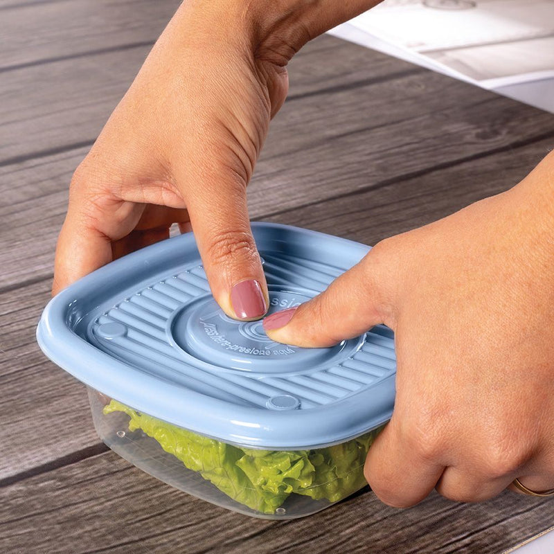 Recipiente de plástico cuadrado para almacenar alimentos con tapa abatible, 13,52 onzas líquidas, Plasutil | Caja para preparar comidas | Sin BPA 5770