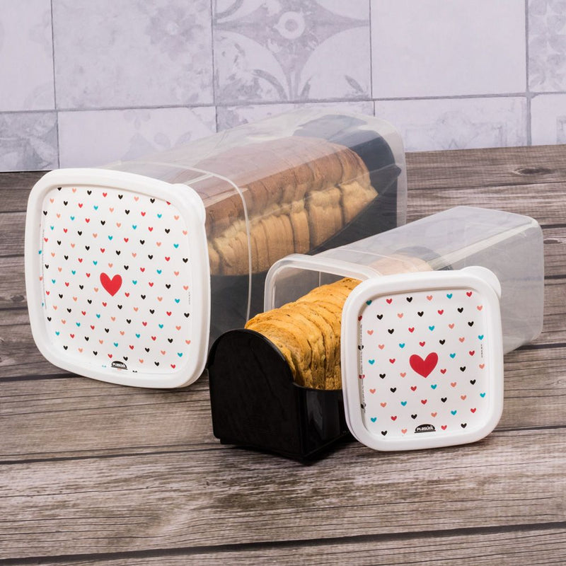 Bread Storage Container Bundle with Toast Plasutil| Saltine and Cracker Storage Container | Plastic Bread Box with Tray, Toast & Bread Keeper | Pack of 2