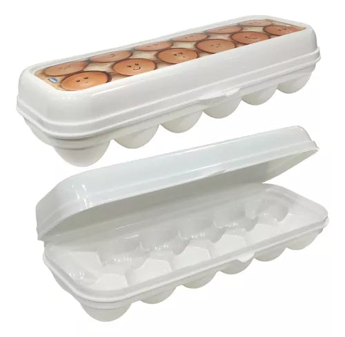 Porta huevos para refrigerador con tapa para 12 huevos Plasutil | Libre de BPA 9368