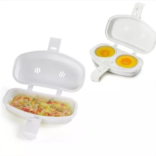 Microwavable Nonstick Omelet Maker Bundle with Egg Container Plasutil | Holders for Refrigerator and Spatula, Quick & Easy Breakfast | Dishwasher Safe | 3-Pc