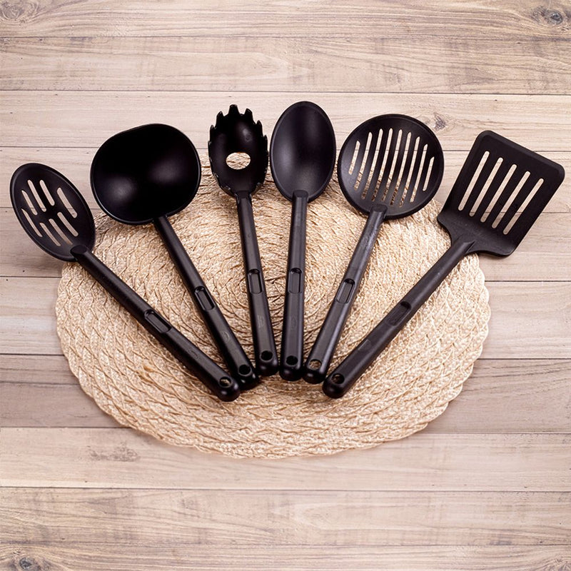 Pinzas para espaguetis de plástico negro Plasutil (paquete de 1) | Utensilio de cocina con mango ergonómico resistente al calor | Durable, sin BPA, 503