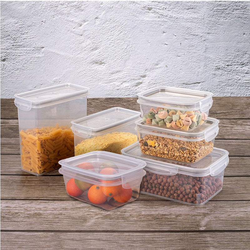 6-Pc Perfect Lock Food Storage Containers Set Plasutil | BPA-Free | Airtight Lids with 4 Locking Tabs | Microwave, Dishwasher & Freezer Safe | Ideal for Lunch, Meal Prep & Leftovers | Kitchen Organization, Pantry