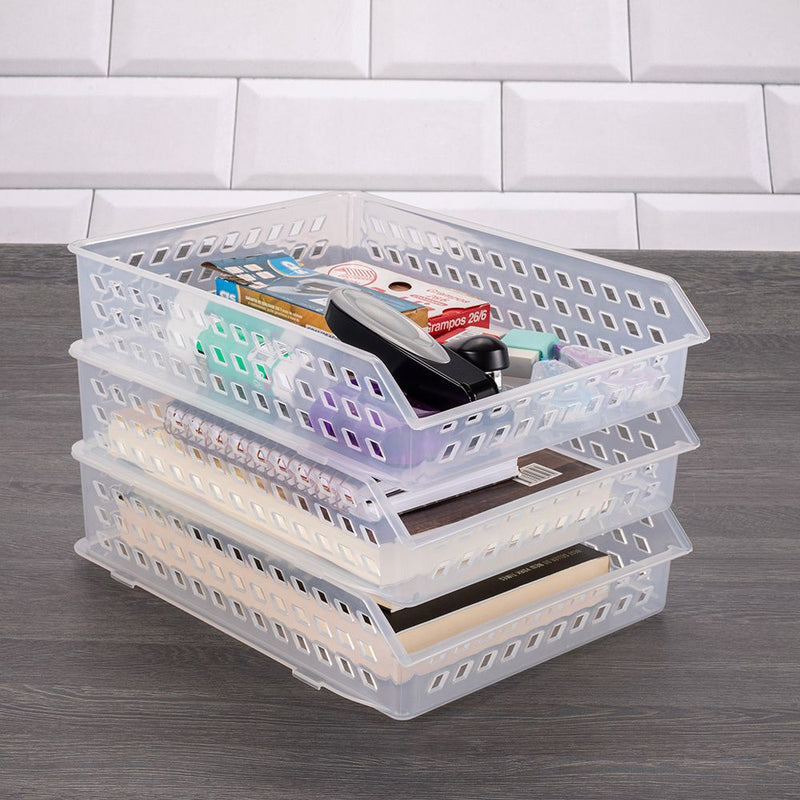 3 Pack Stackable Storage Bins for Pantry Plasutil | Open Front Plastic Storage Basket for Organizing Kitchen, Bathroom, Closet & Bathroom Essentials