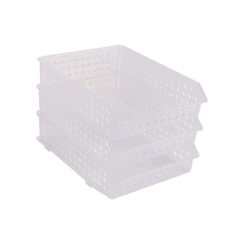 3 Pack Stackable Storage Bins for Pantry Plasutil | Open Front Plastic Storage Basket for Organizing Kitchen, Bathroom, Closet & Bathroom Essentials