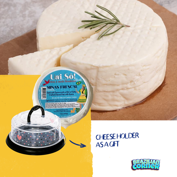 Brazilian Fresco Cheese 12 oz Bundle with Cheese Storage Container | Soft Texture, Fresh Dairy Taste Mexican Style Cheese