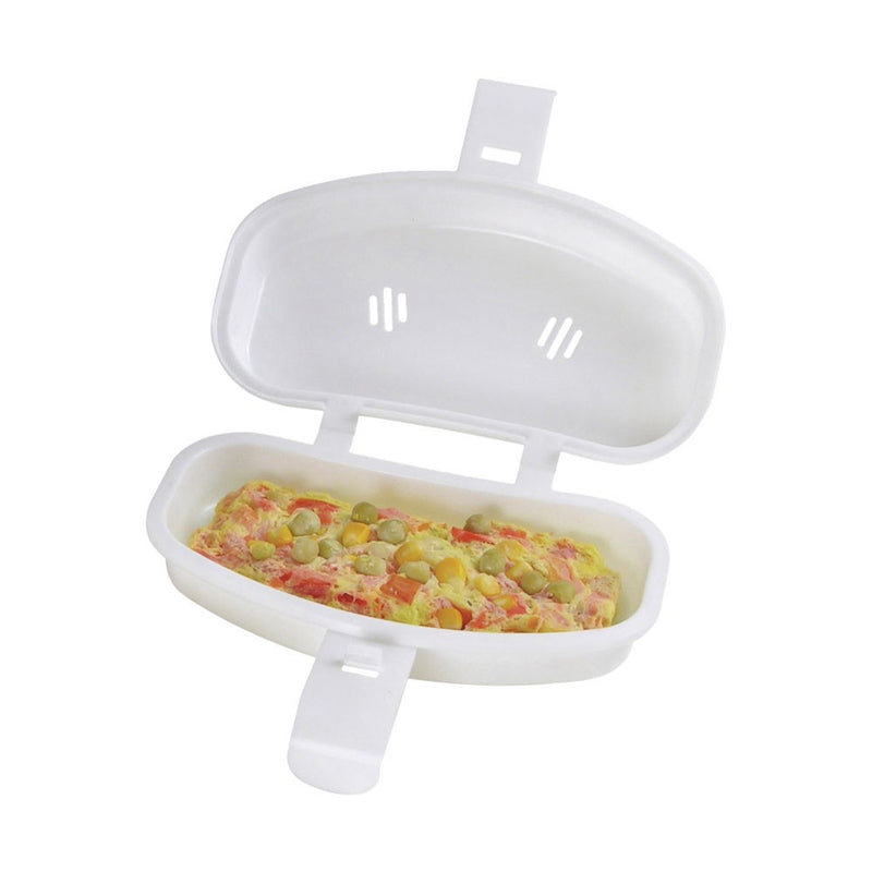 Microwavable Nonstick Omelet Maker Bundle with Egg Container Plasutil | Holders for Refrigerator and Spatula, Quick & Easy Breakfast | Dishwasher Safe | 3-Pc