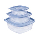3 Pieces Square Plastic Meal Prep Set | BPA-Free Food Storage Container with Pop Lid Plasutil