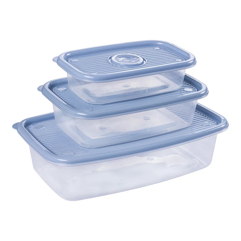 3 Pieces Rectangular Plastic Meal Prep Set | BPA-Free Food Storage Container with Pop Lid Plasutil