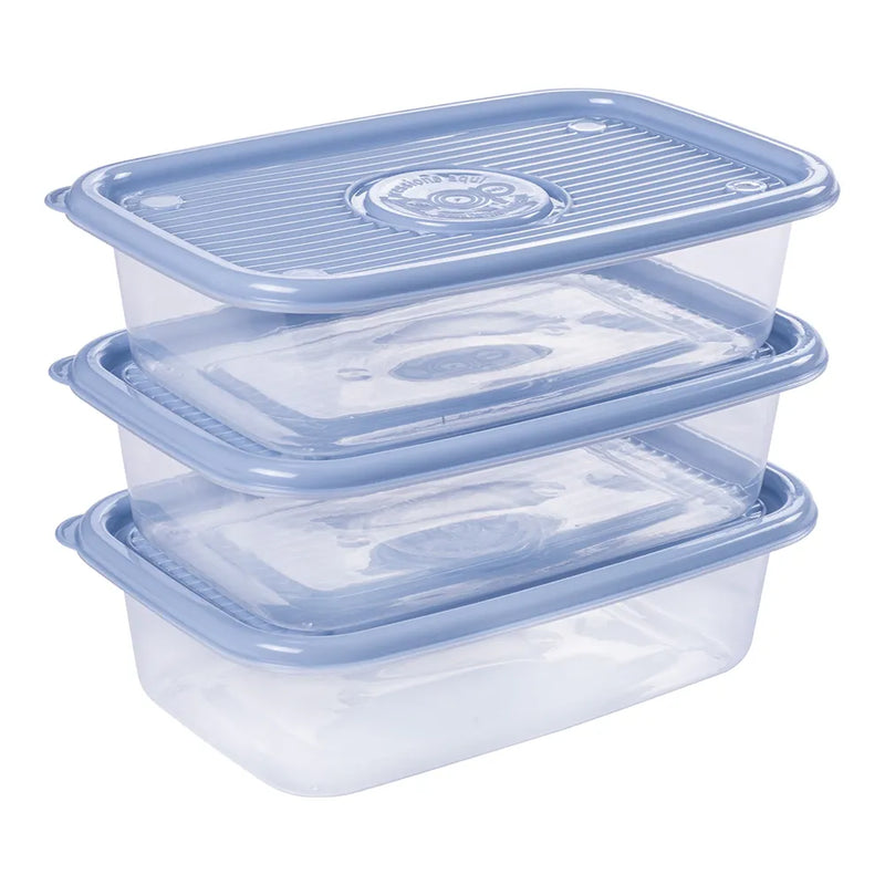 3 Pieces Rectangular Plastic Meal Prep Set | 40.5 Fl Oz BPA-Free Food Storage Container with Pop Lid Plasutil