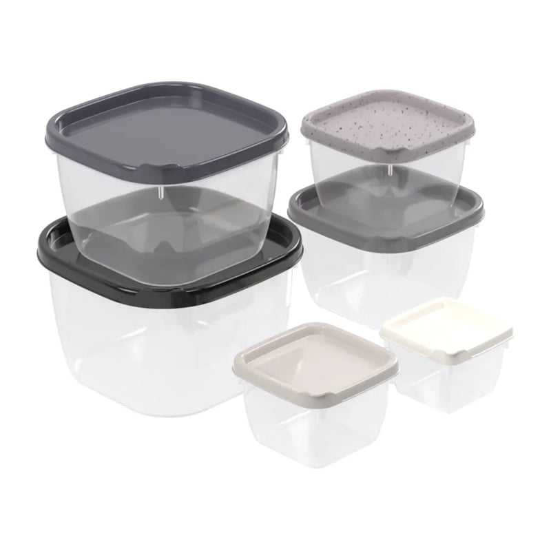 6 Piece Conect Food Storage Container Set with Lids Plasutil | Plastic Meal Prep Set BPA Free